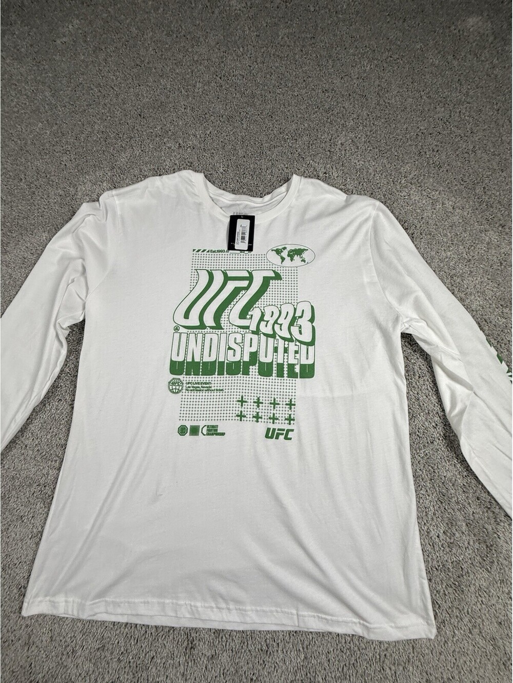NWT UFC Undisputed 1993 Long Sleeve Shirt White/Green Men's Size 2XL